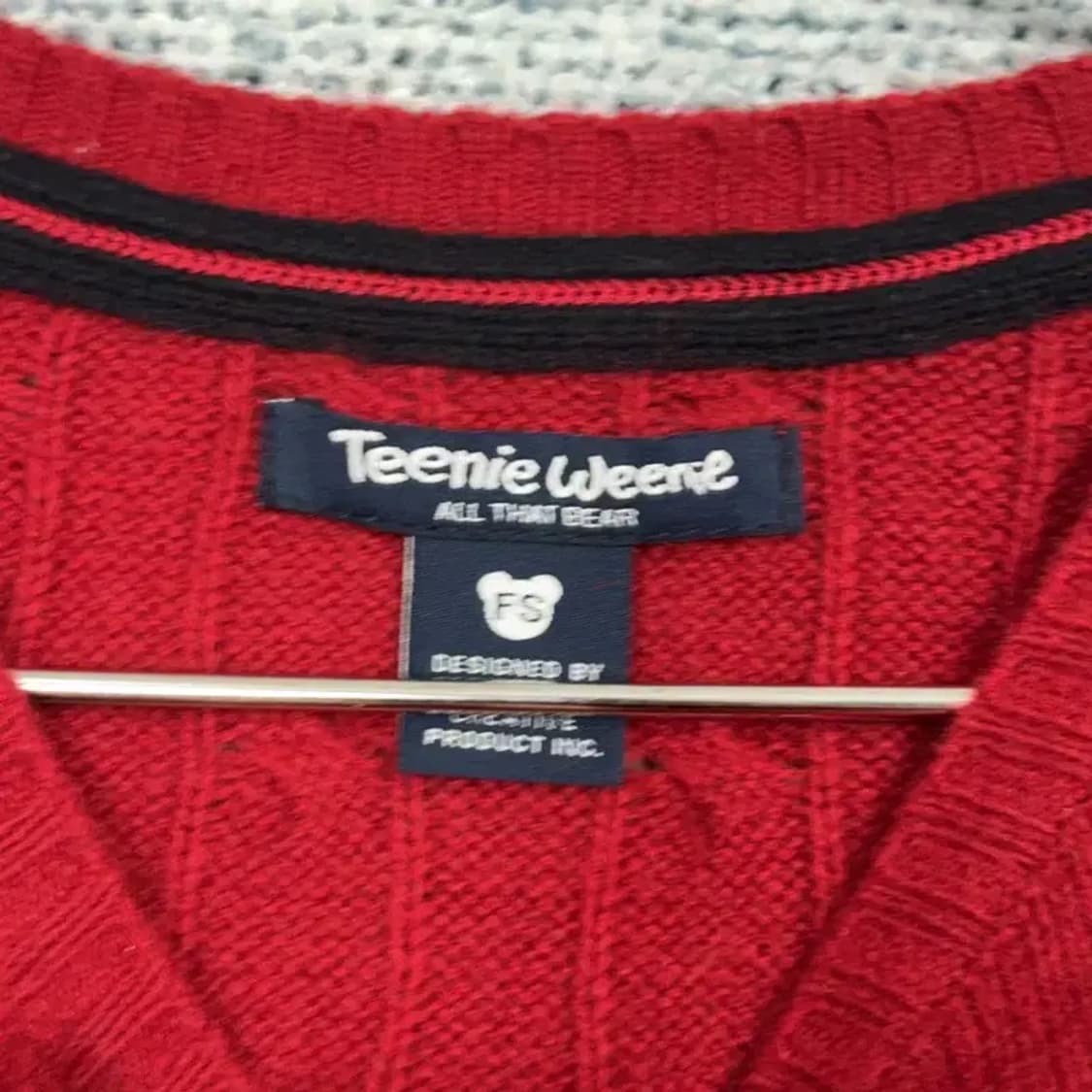 티니위니 로고 레드 케이블 꽈배기 니트 S 상품이미지6