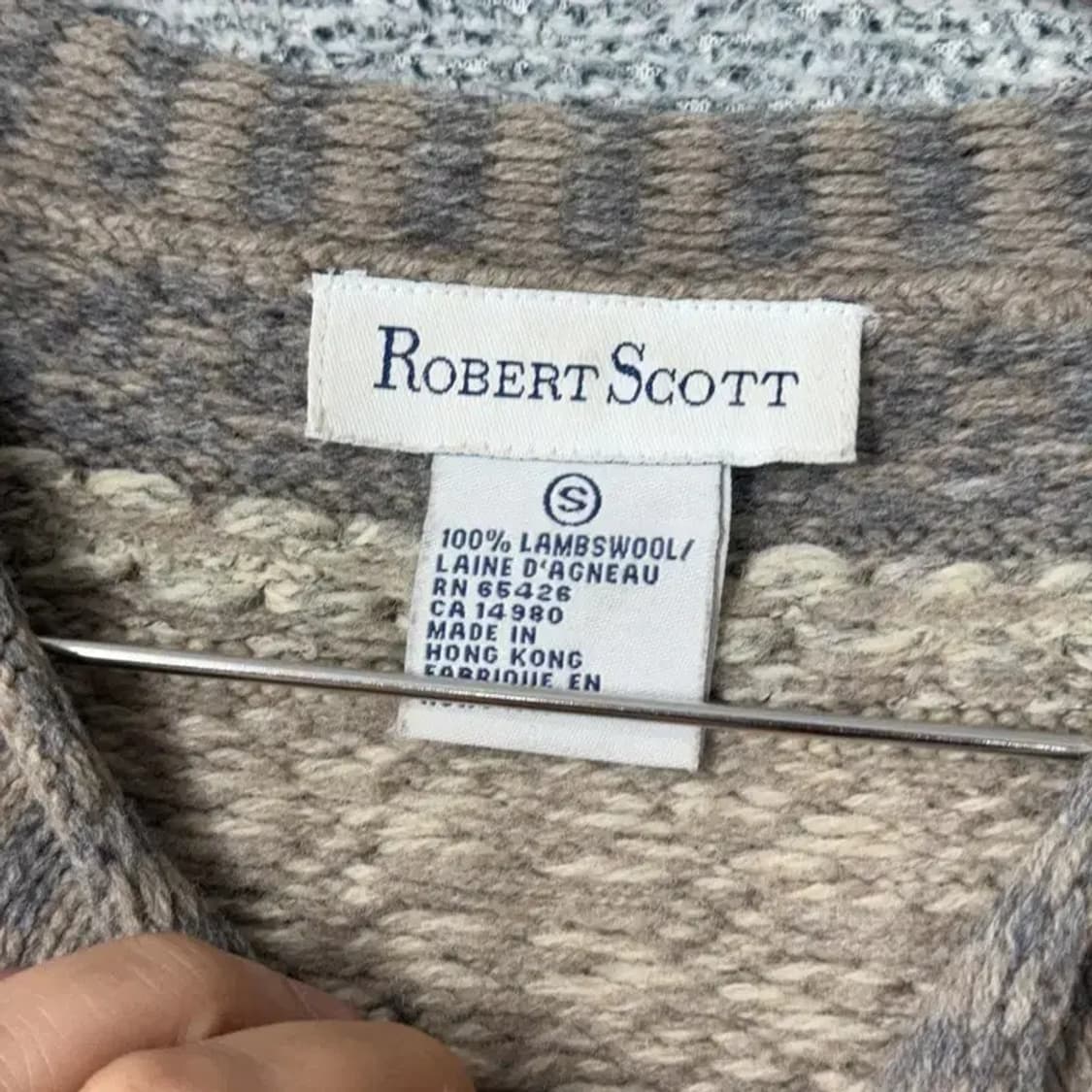 페이즐리 페어아일 울 니트 가디건 S 상품이미지3