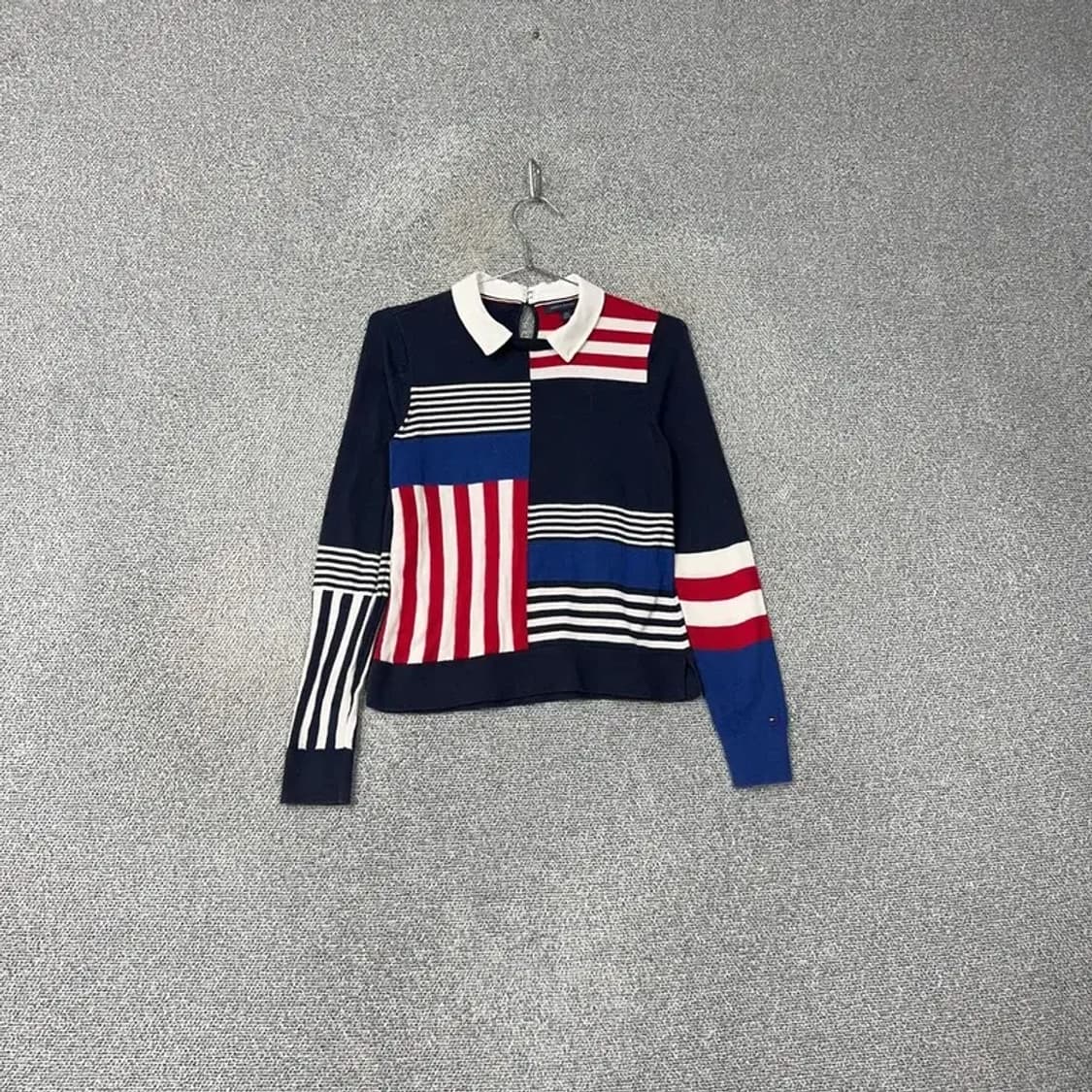 타미힐피거 빈티지 패턴 카라 니트 XS 상품이미지1