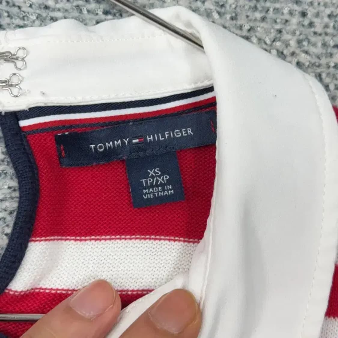 타미힐피거 빈티지 패턴 카라 니트 XS 상품이미지4