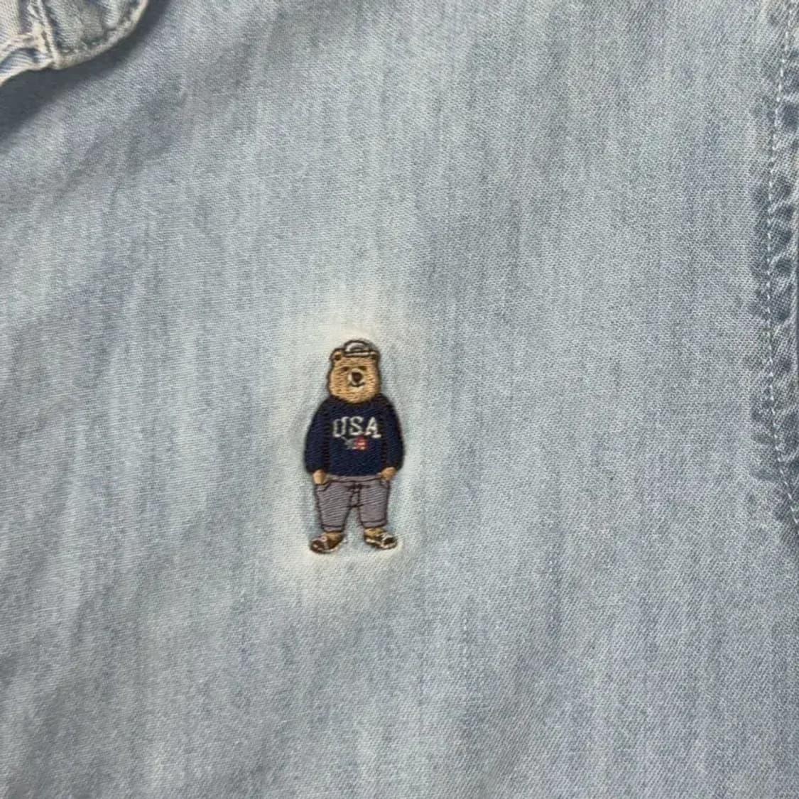 후아유 빈티지 베어 로고 데님셔츠 S 상품이미지3