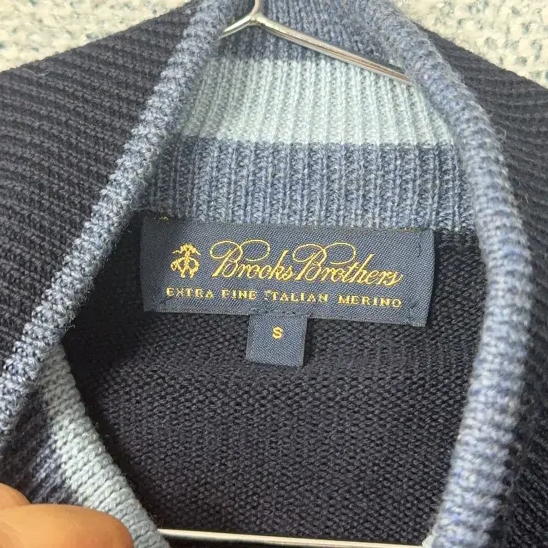 브룩스브라더스 메리노울 반집업 네이비 니트 S 상품이미지5