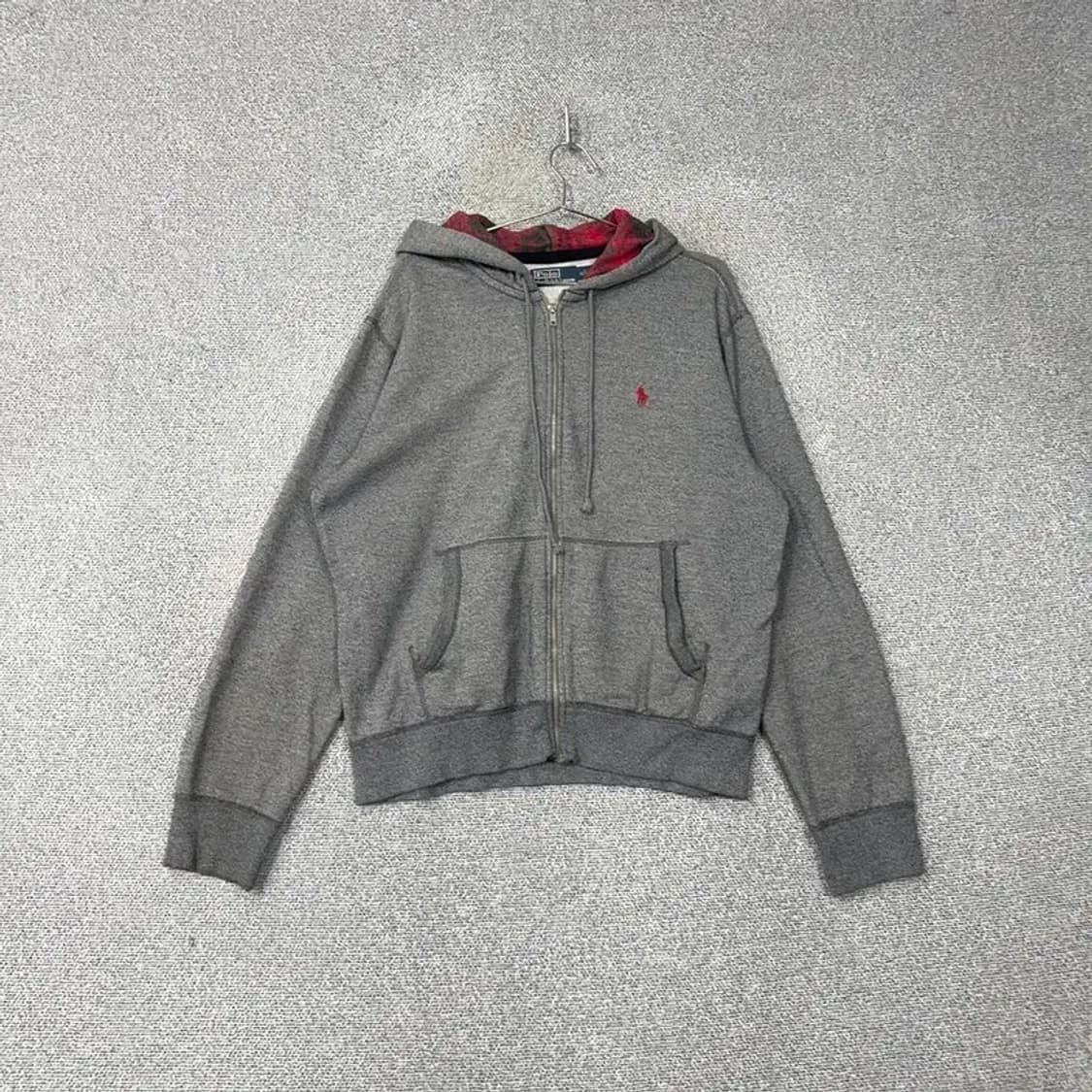 폴로 그레이 로고 후드집업 L 상품이미지1