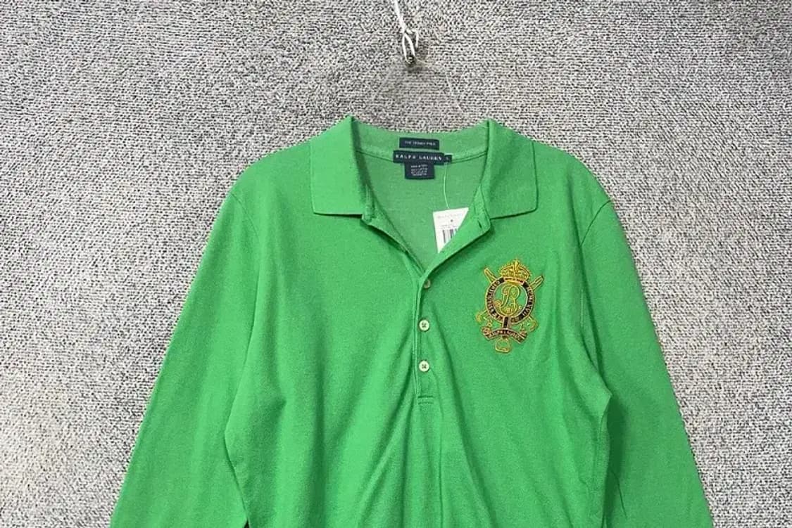[새상품]폴로 빈티지 금장 자수 그린 긴팔 카라티 L 상품이미지3