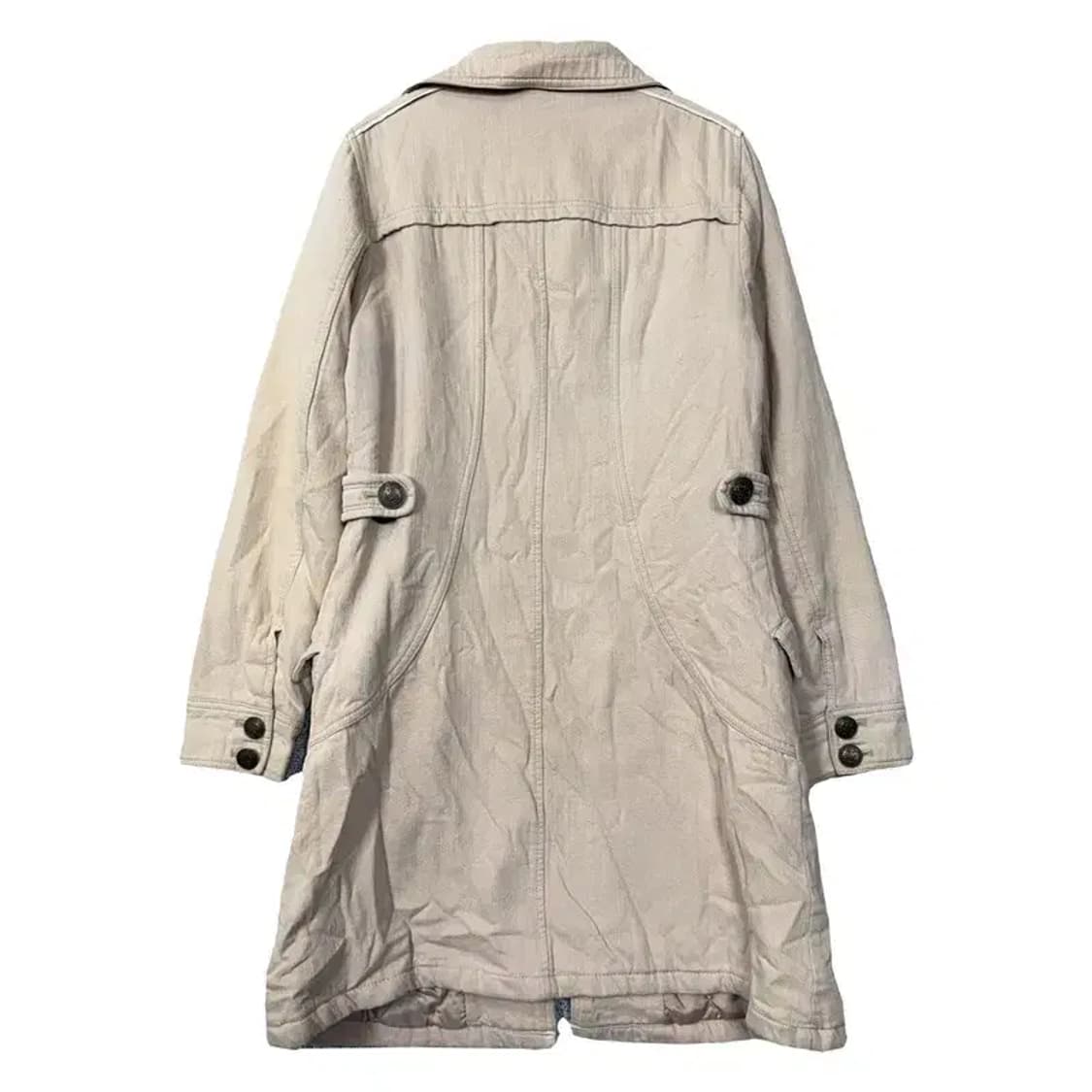 BNX 빈티지 베이지 버튼 사파리 견장 자수 트렌치 코트 S 상품이미지2