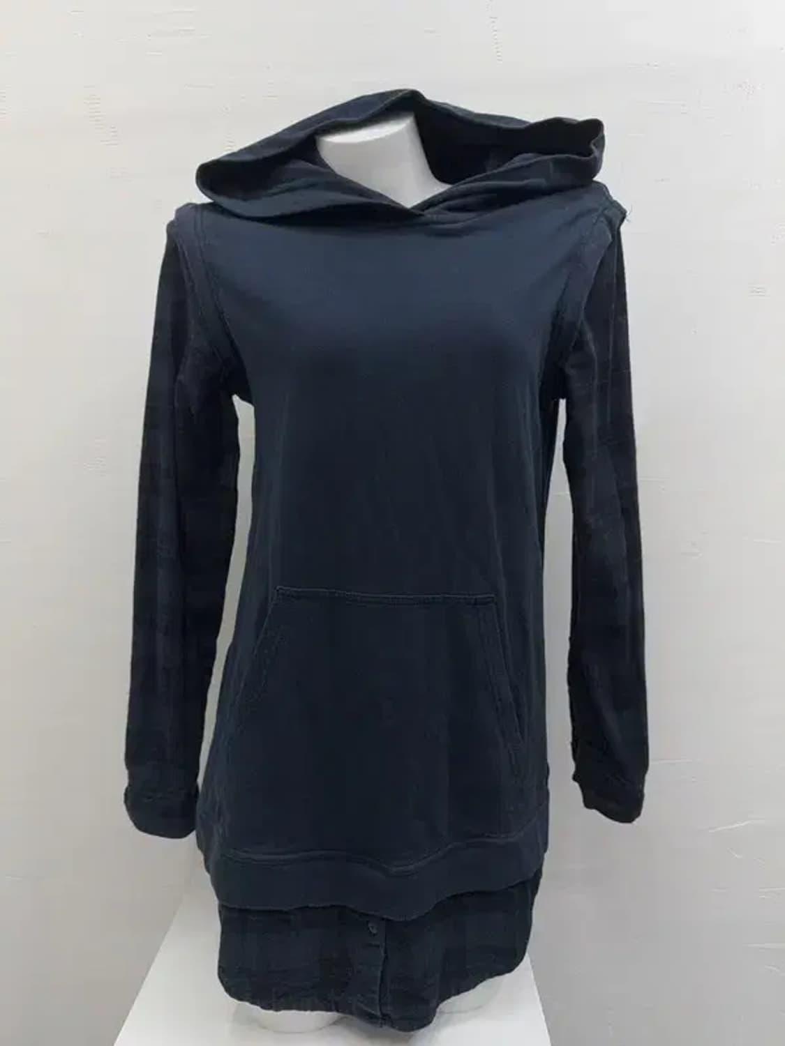 디젤 체크셔츠 레이어드 네이비 후드티 L 상품이미지1