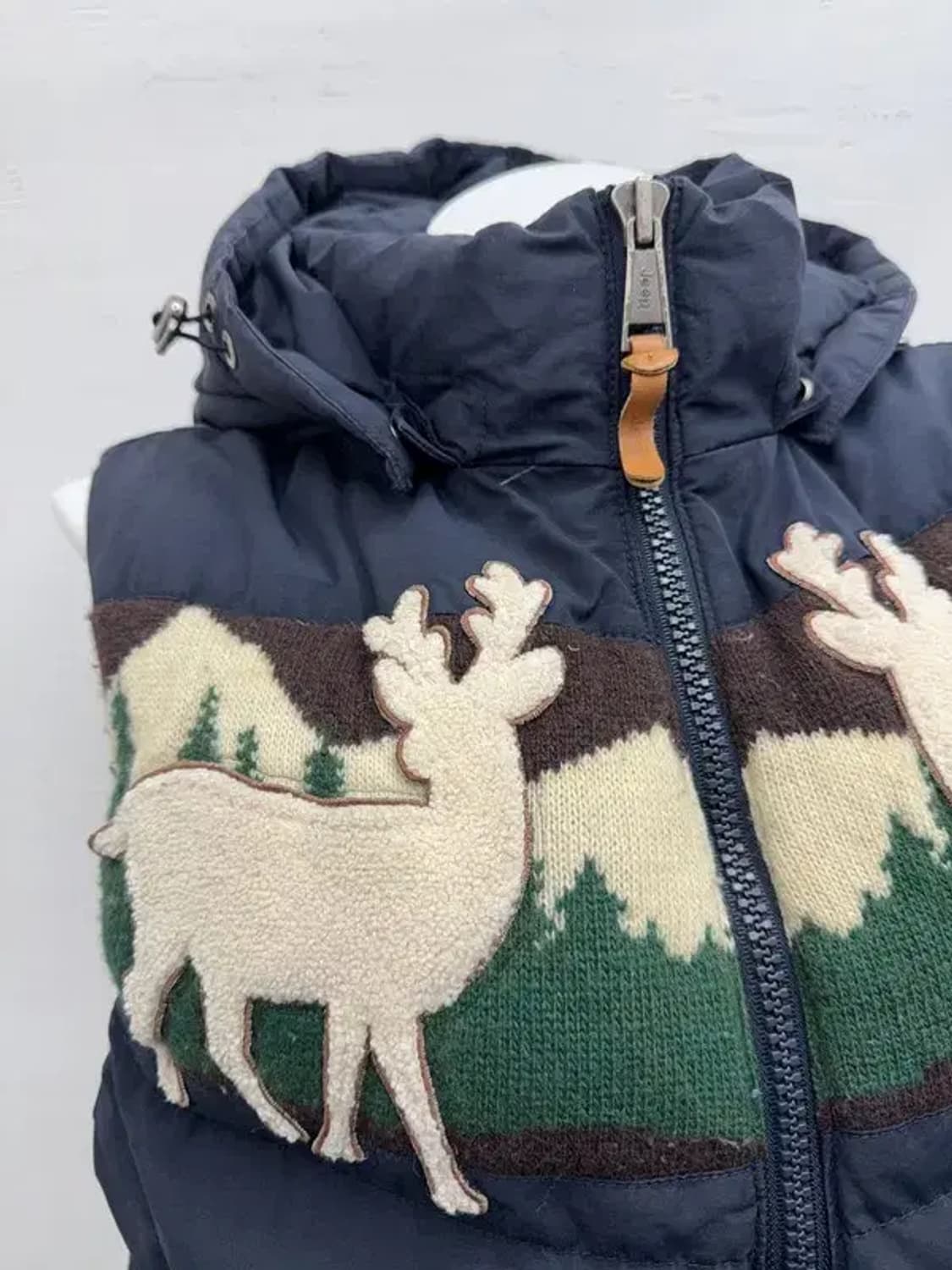 지프 자수 패치 네이비 패딩 조끼 M 상품이미지10