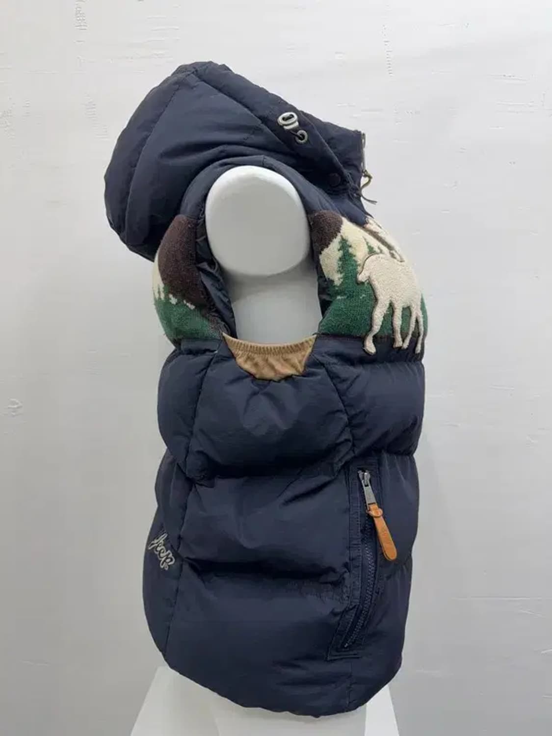 지프 자수 패치 네이비 패딩 조끼 M 상품이미지2