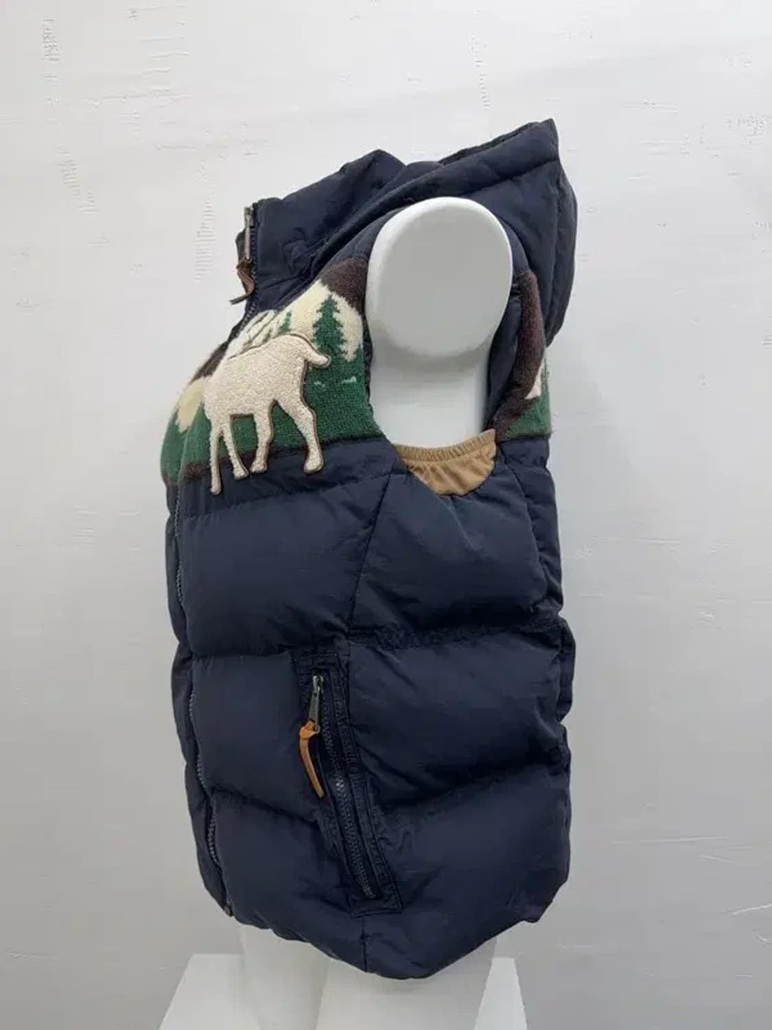 지프 자수 패치 네이비 패딩 조끼 M 상품이미지4
