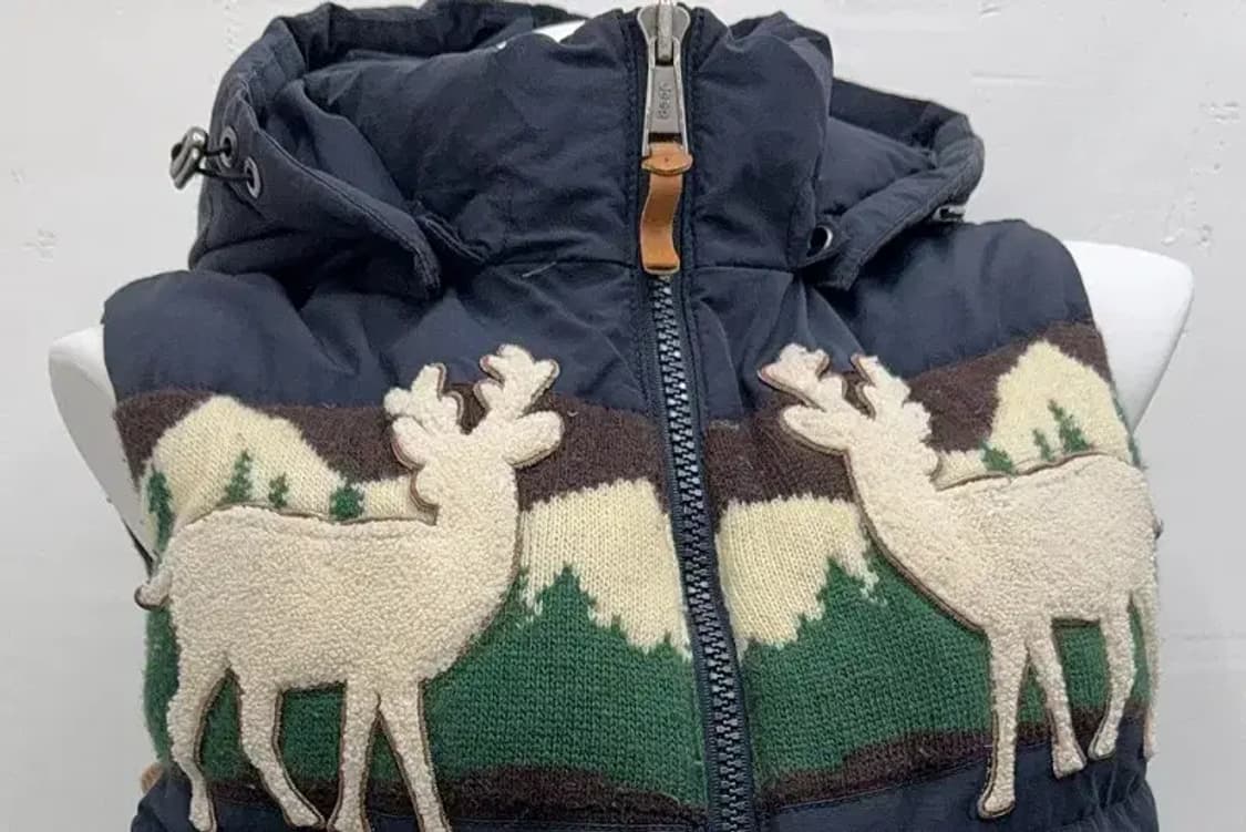 지프 자수 패치 네이비 패딩 조끼 M 상품이미지5