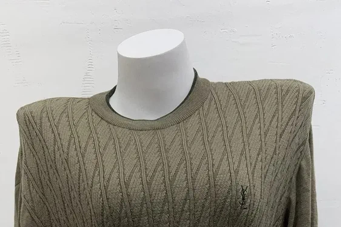 입생로랑 카키 체크 니트 105 상품이미지3