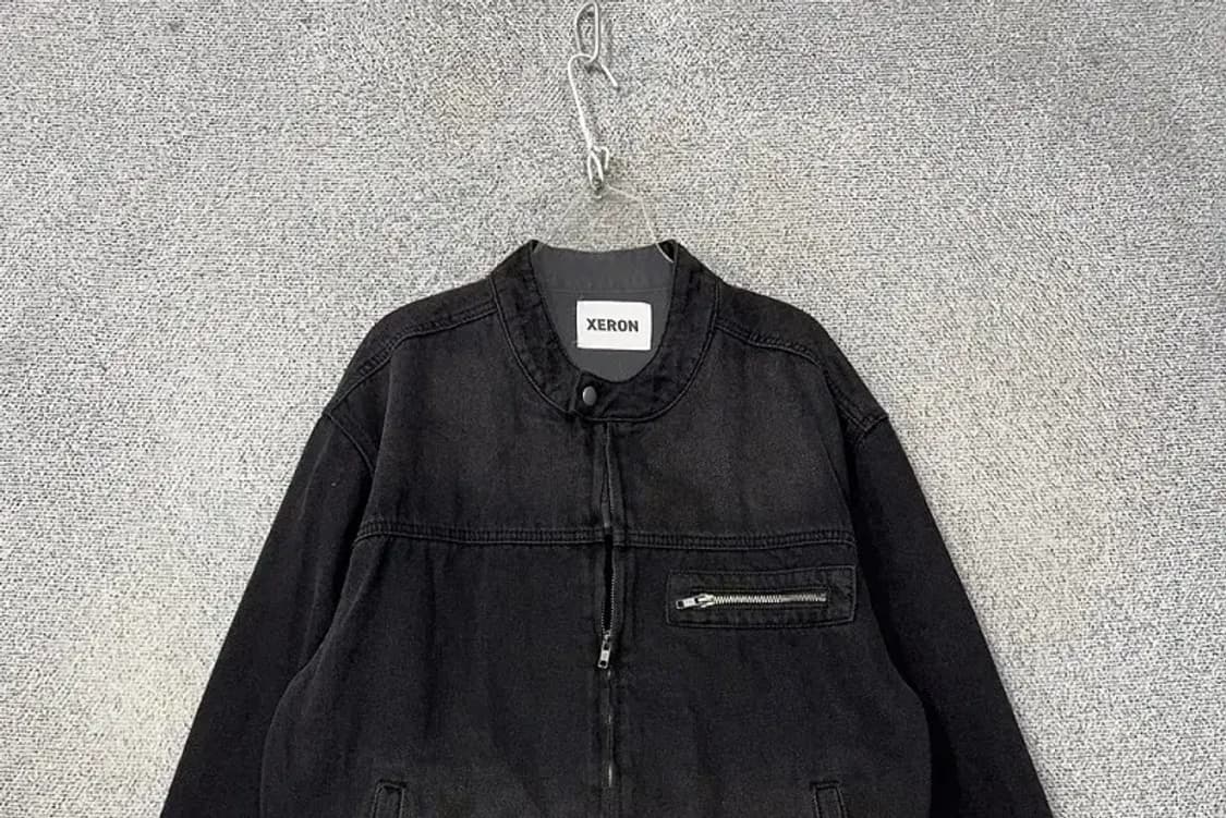 제론 블랙 워싱 데미지 차이나넥 데님 바이커 자켓 F 상품이미지3