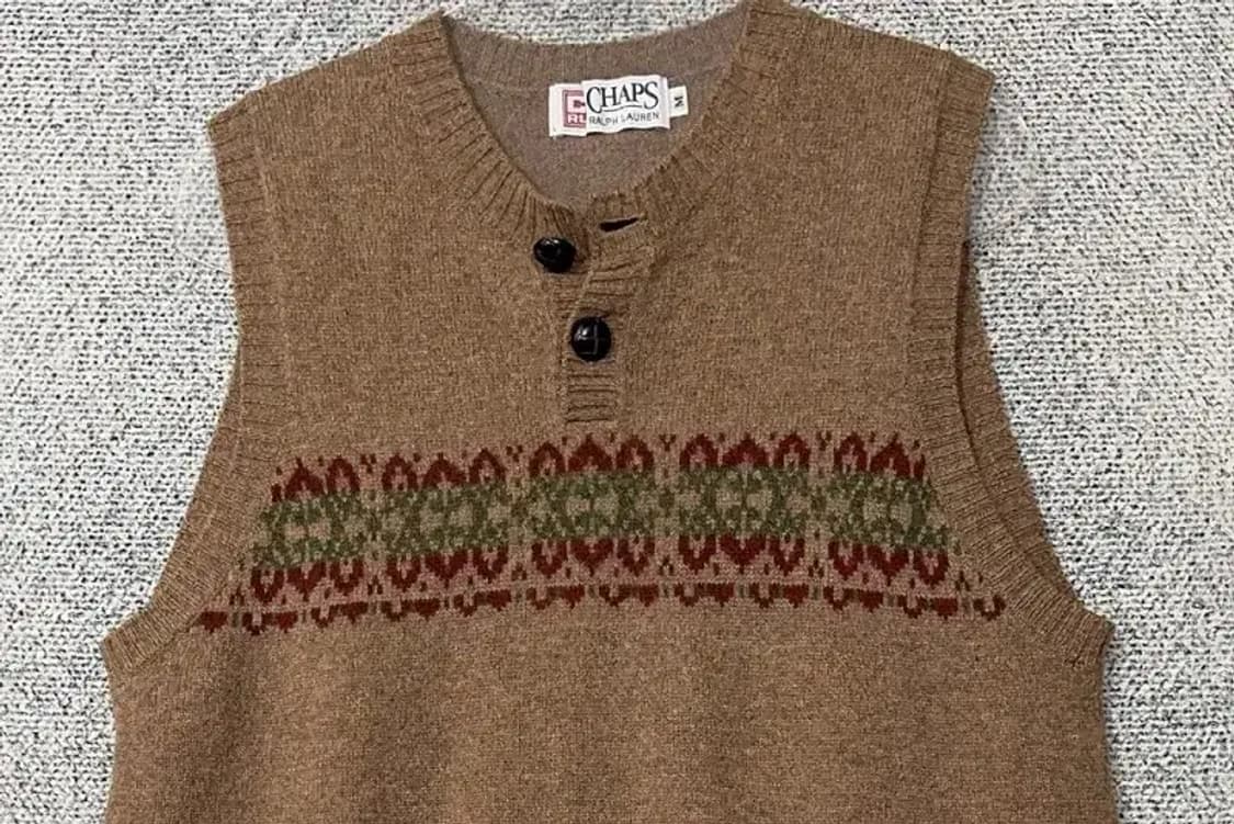 찹스 랄프로렌 브라운 빈티지 패턴 니트 조끼 M 상품이미지3