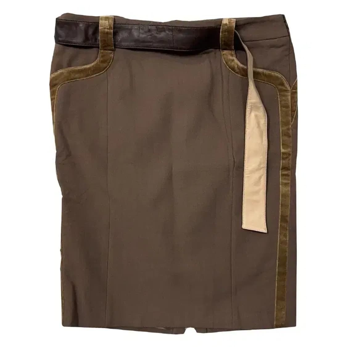 베르사체 Y2K 레더 벨티드 빈티지 브라운 스커트 44 상품이미지1