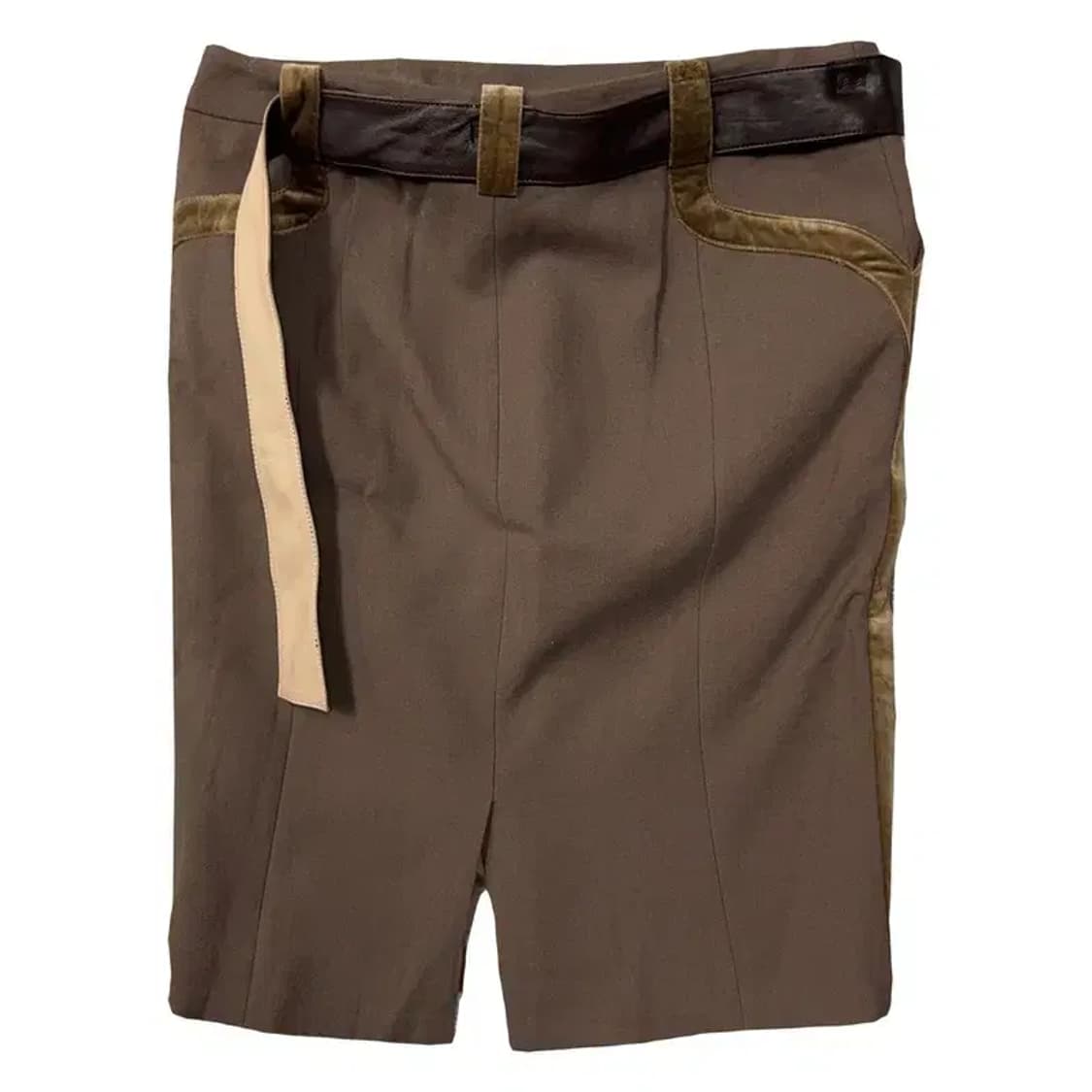 베르사체 Y2K 레더 벨티드 빈티지 브라운 스커트 44 상품이미지2