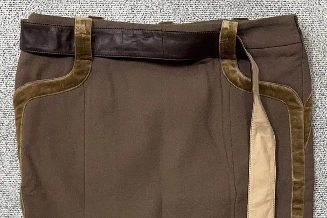 베르사체 Y2K 레더 벨티드 빈티지 브라운 스커트 44 상품이미지3