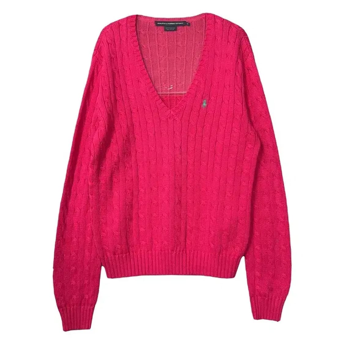 폴로 랄프로렌 핑크 브이넥 꽈배기 니트 XL 상품이미지1