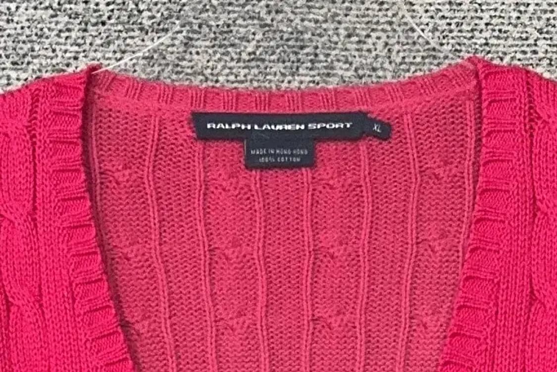 폴로 랄프로렌 핑크 브이넥 꽈배기 니트 XL 상품이미지5