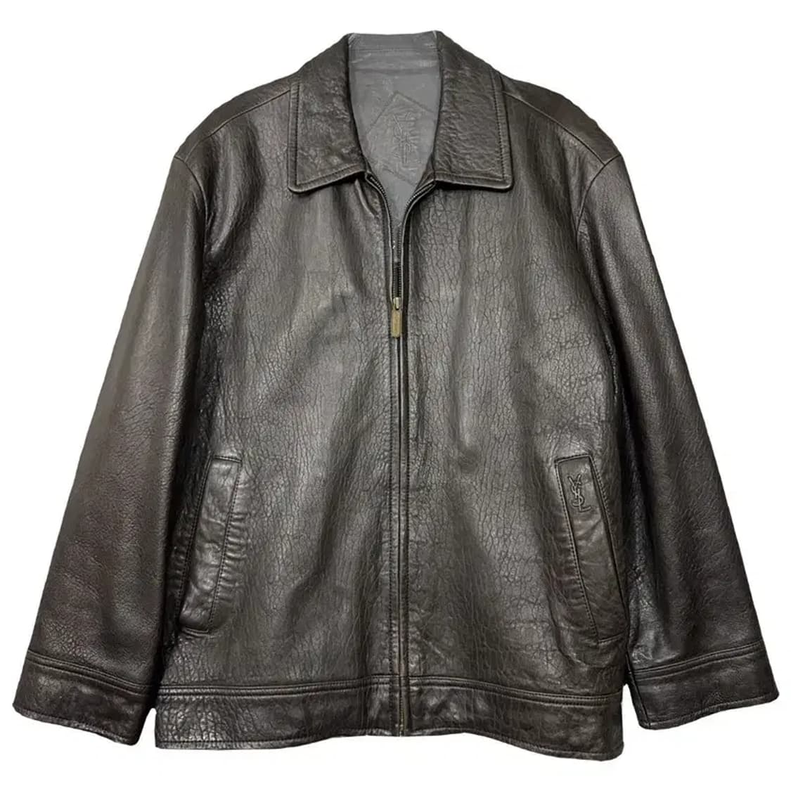입생로랑 브라운 빈티지 쉽스킨 양가죽 자켓 95 상품이미지1