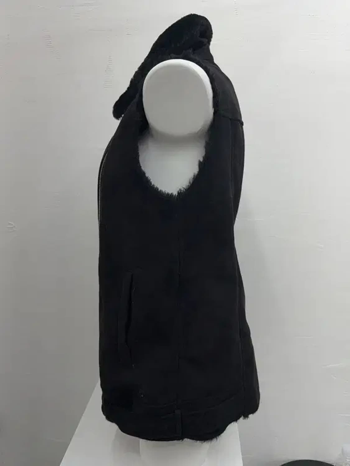 블랙 안감 퍼 스웨이드 사선 조끼 M-L 상품이미지8