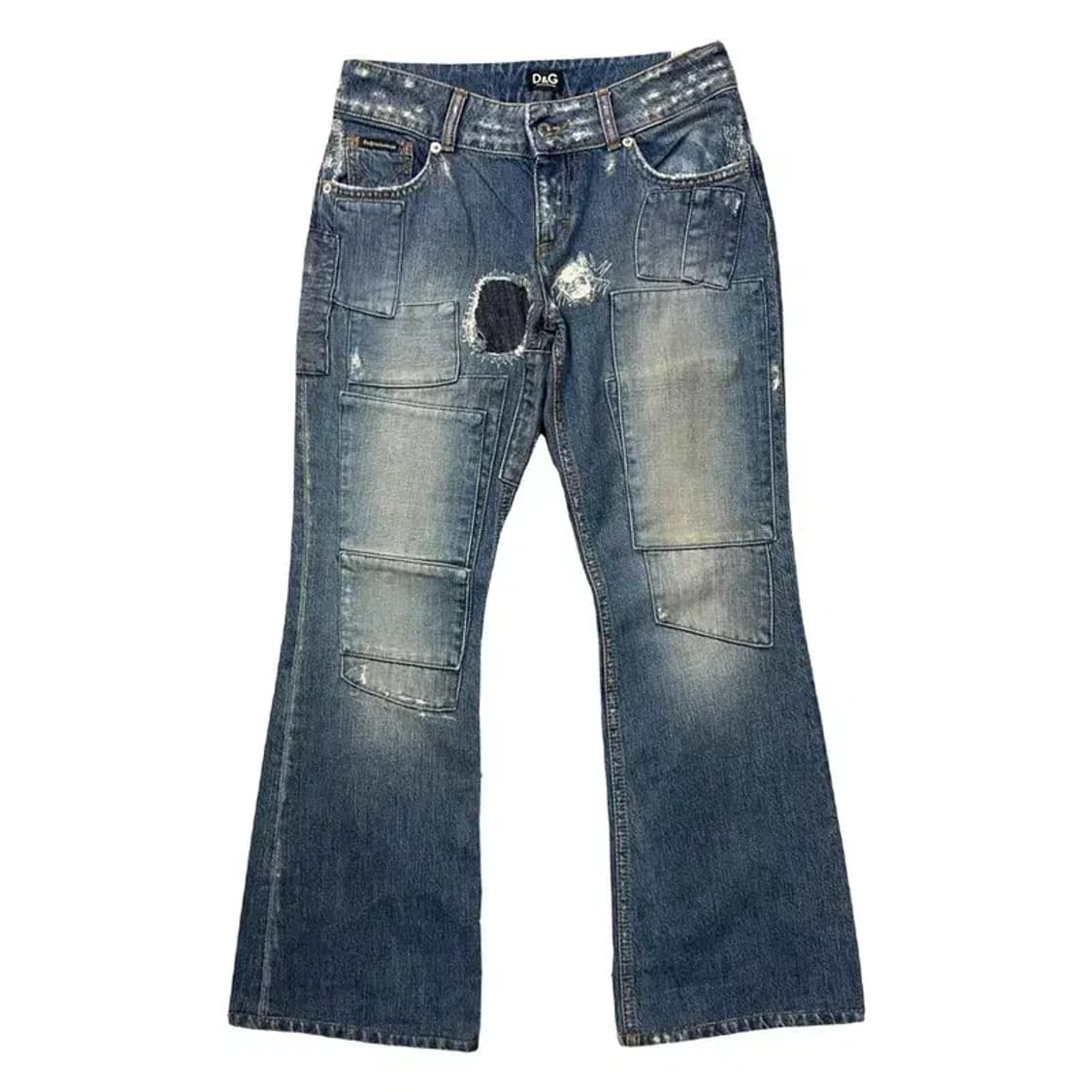 돌체앤가바나 Y2K 워싱 패치워크 부츠컷 청바지 64-84 상품이미지1