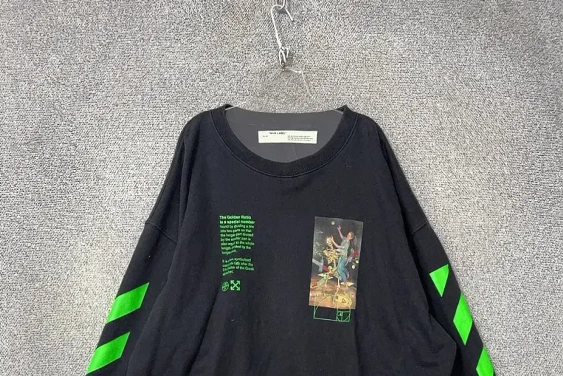 오프화이트 파스칼 페인팅 블랙 맨투맨 XL 상품이미지3