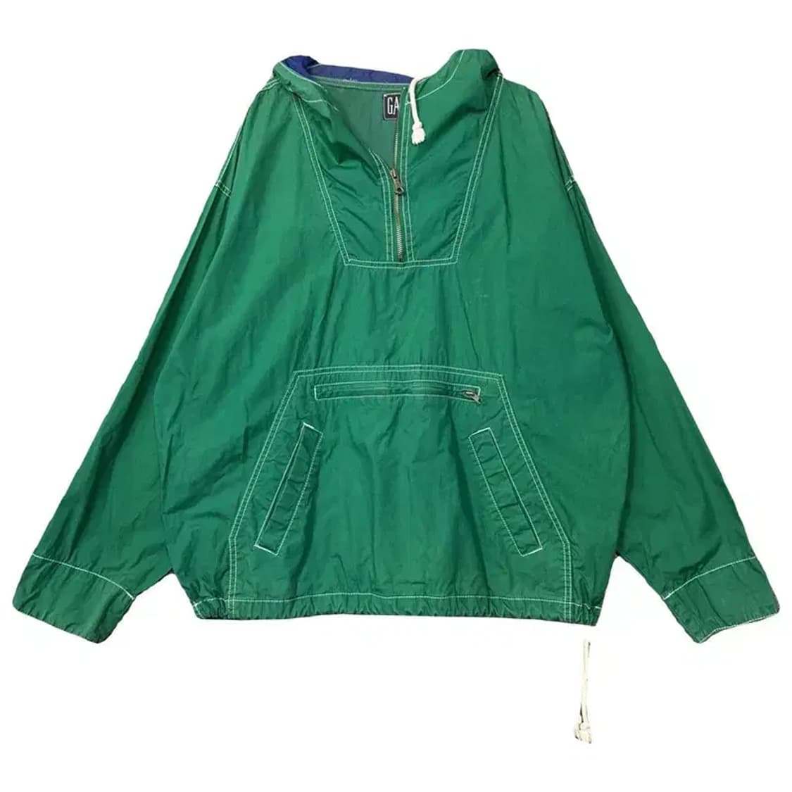 갭 그린 스티치 디테일 풀오버 반집업 후드 바람막이 웜업 M 상품이미지1