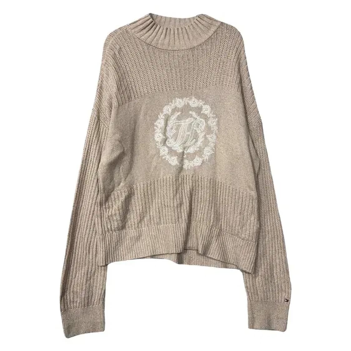 타미힐피거 프린팅 패턴 빈티지 베이지 니트 M 상품이미지1