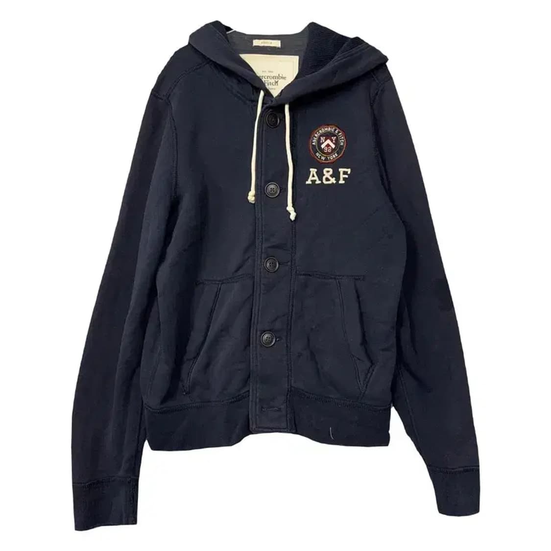 아베크롬비 Y2K 자수 로고 버튼 코튼 후드 집업 MEDIUM 상품이미지1