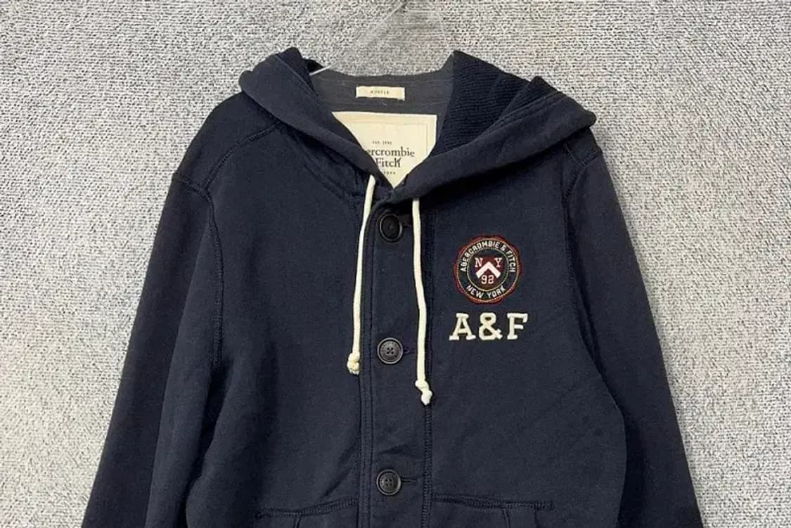 아베크롬비 Y2K 자수 로고 버튼 코튼 후드 집업 MEDIUM 상품이미지3