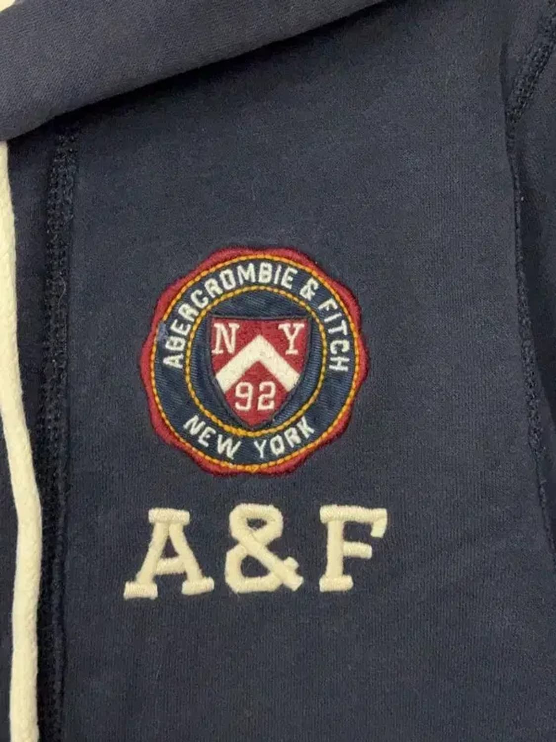 아베크롬비 Y2K 자수 로고 버튼 코튼 후드 집업 MEDIUM 상품이미지7
