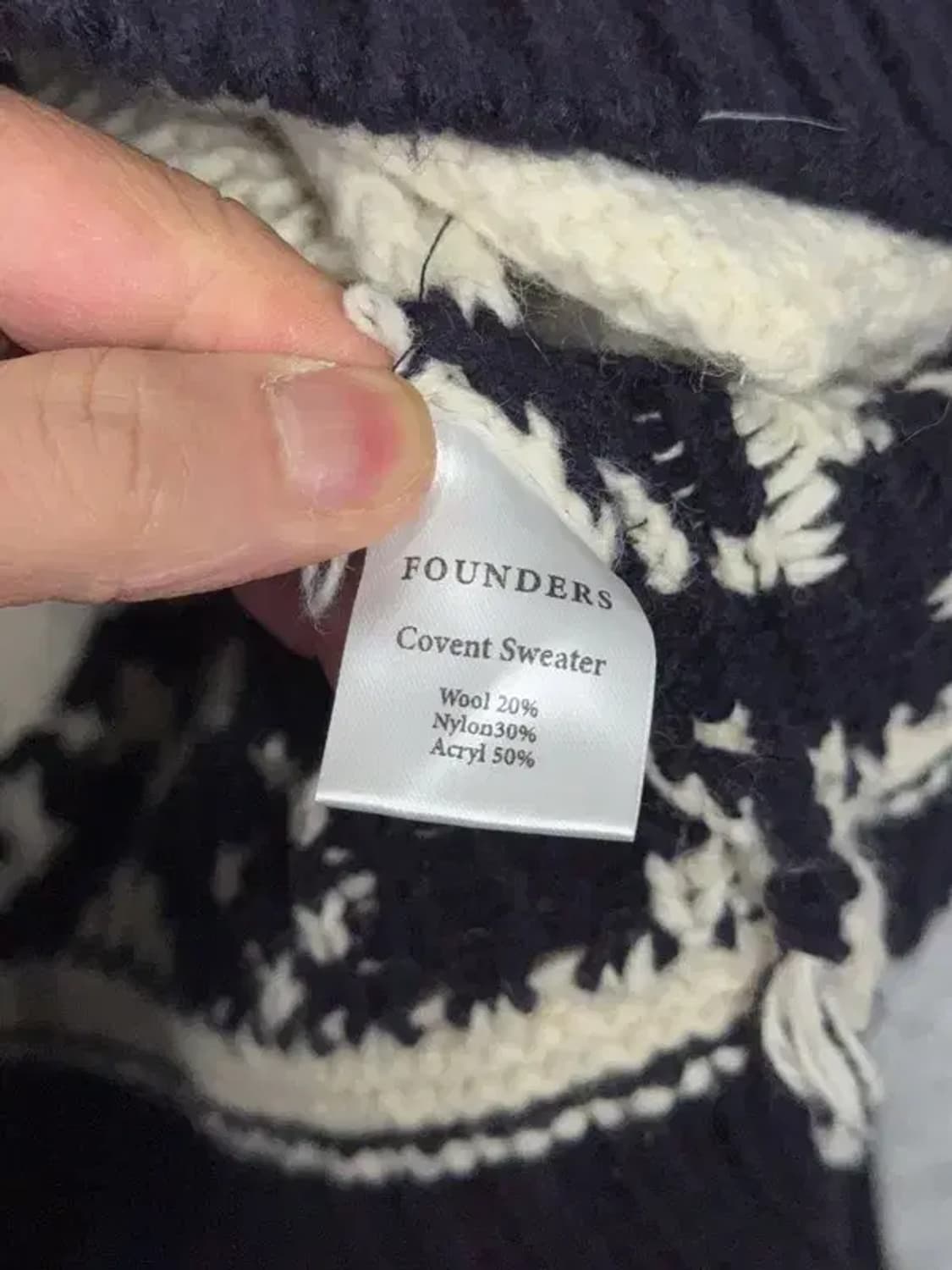 빈티지 패턴 크림 블랙 투톤 니트 집업 FREE 상품이미지7