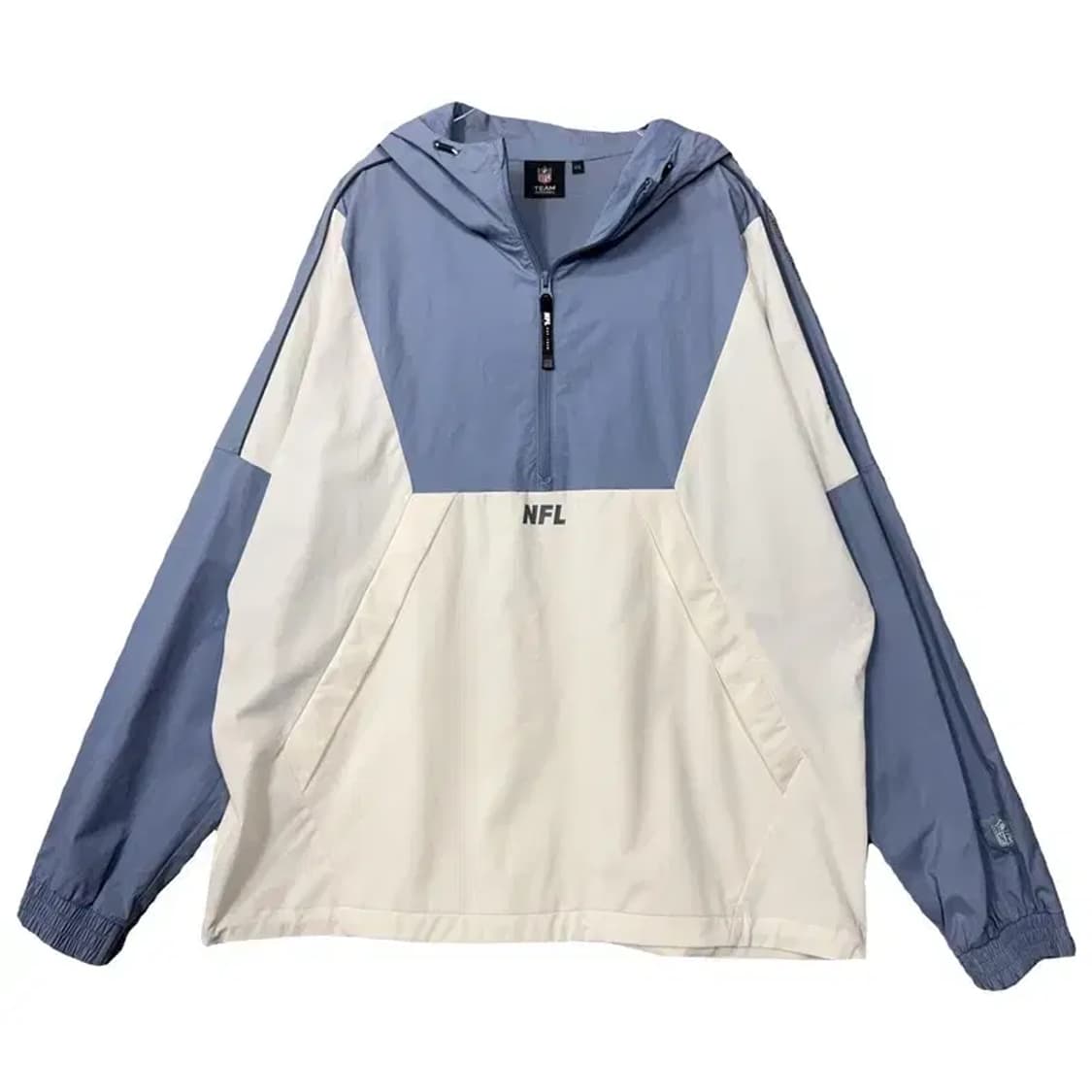 엔에프엘 라이트 블루 크림 투톤 풀오버 반집업 후드 아노락 XXL 상품이미지1