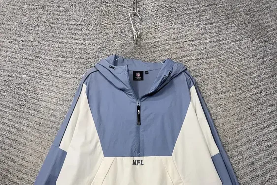 엔에프엘 라이트 블루 크림 투톤 풀오버 반집업 후드 아노락 XXL 상품이미지3