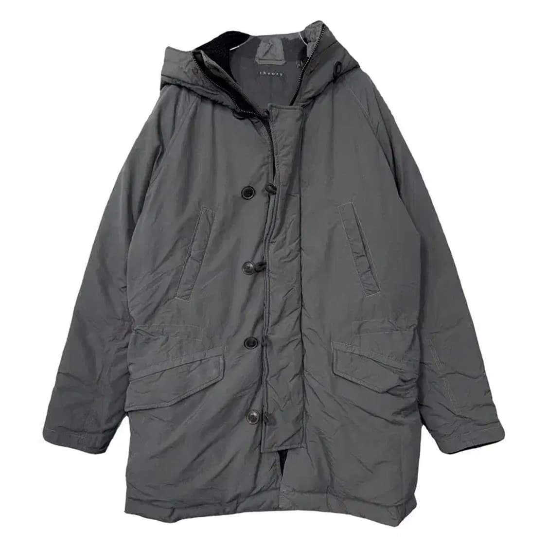 띠어리 그레이 버튼 다운 롱 패딩 S/P 상품이미지1