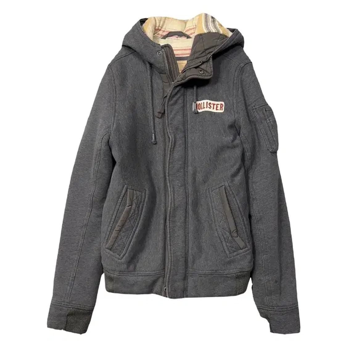 홀리스터 그레이 포켓 디테일 하드 코튼 후드 집업 M 상품이미지1
