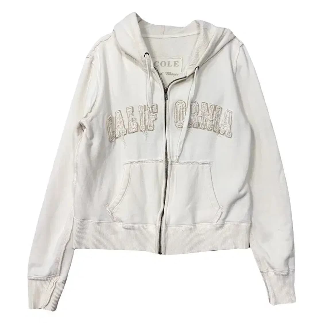 Y2K 자수 크림 후드집업 L 상품이미지1