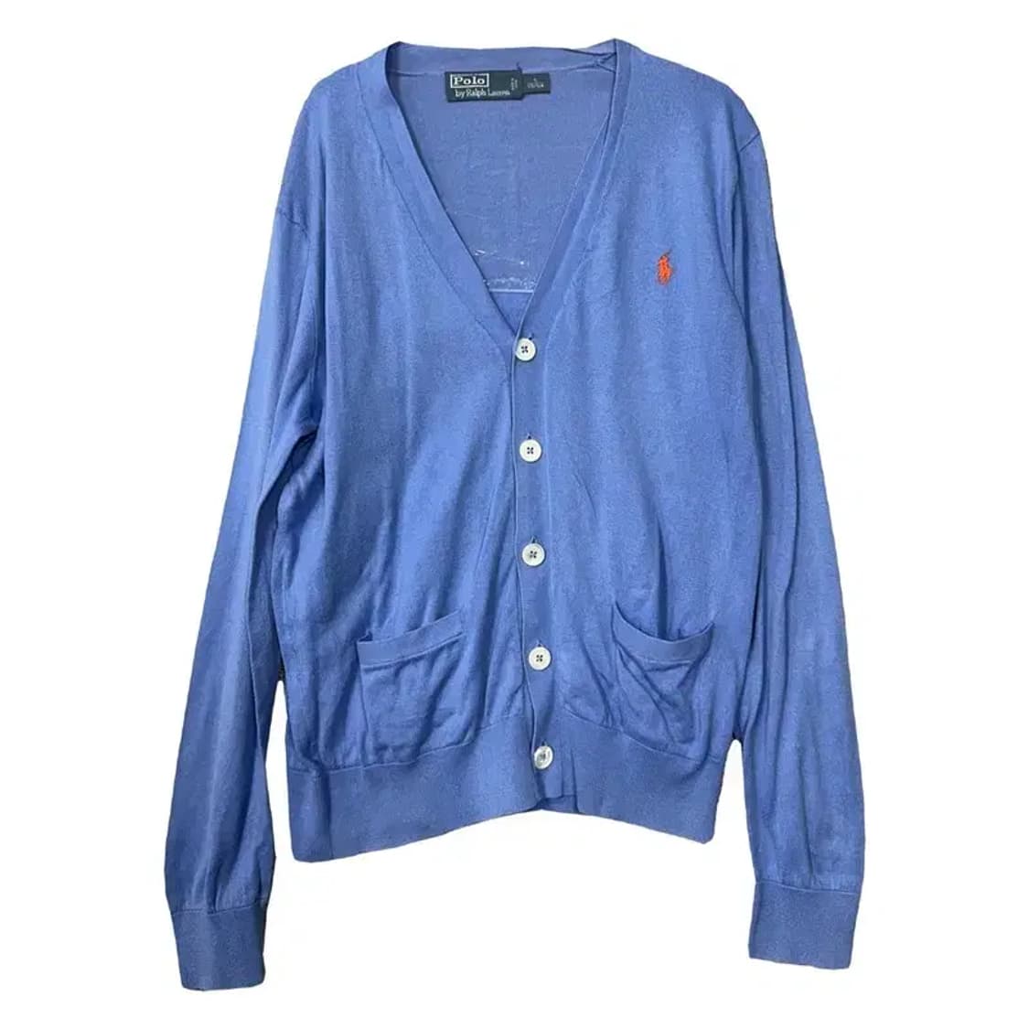 폴로 랄프로렌 피마코튼 블루 로고 니트 가디건 S 상품이미지1