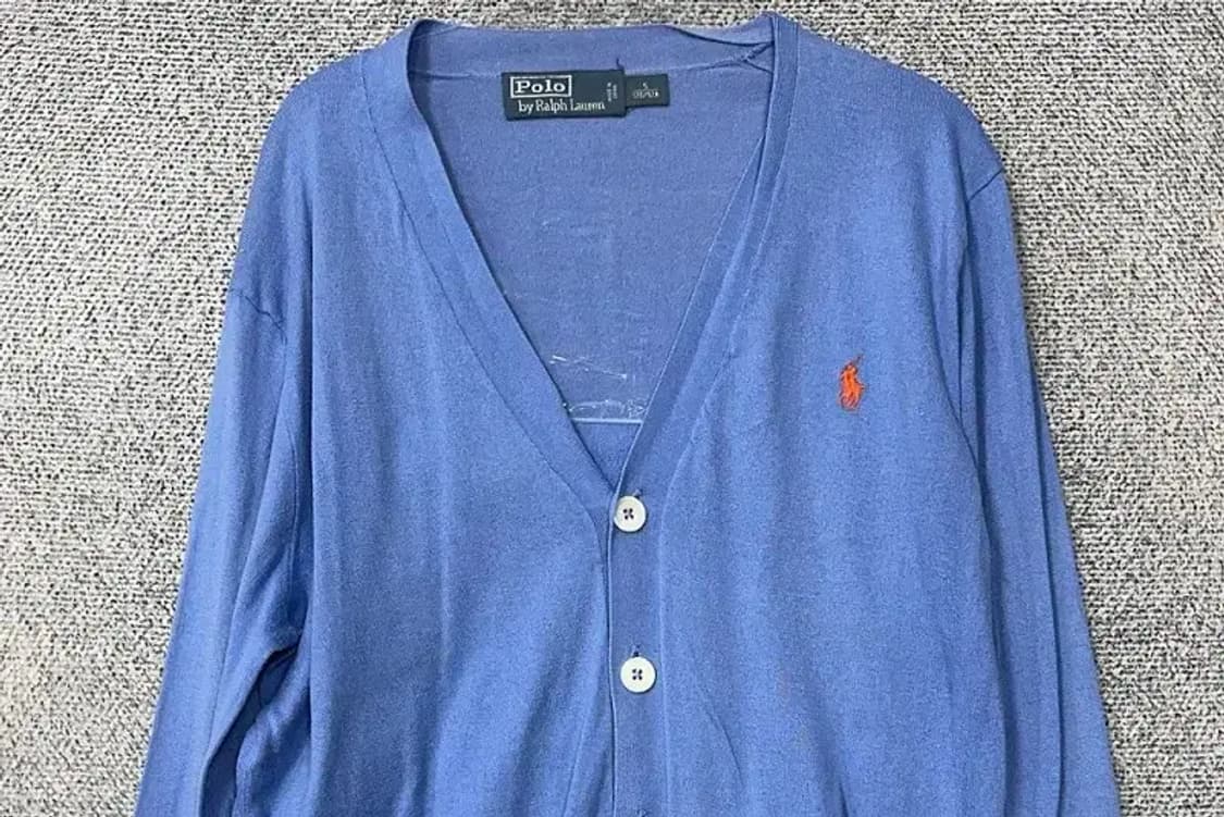 폴로 랄프로렌 피마코튼 블루 로고 니트 가디건 S 상품이미지3