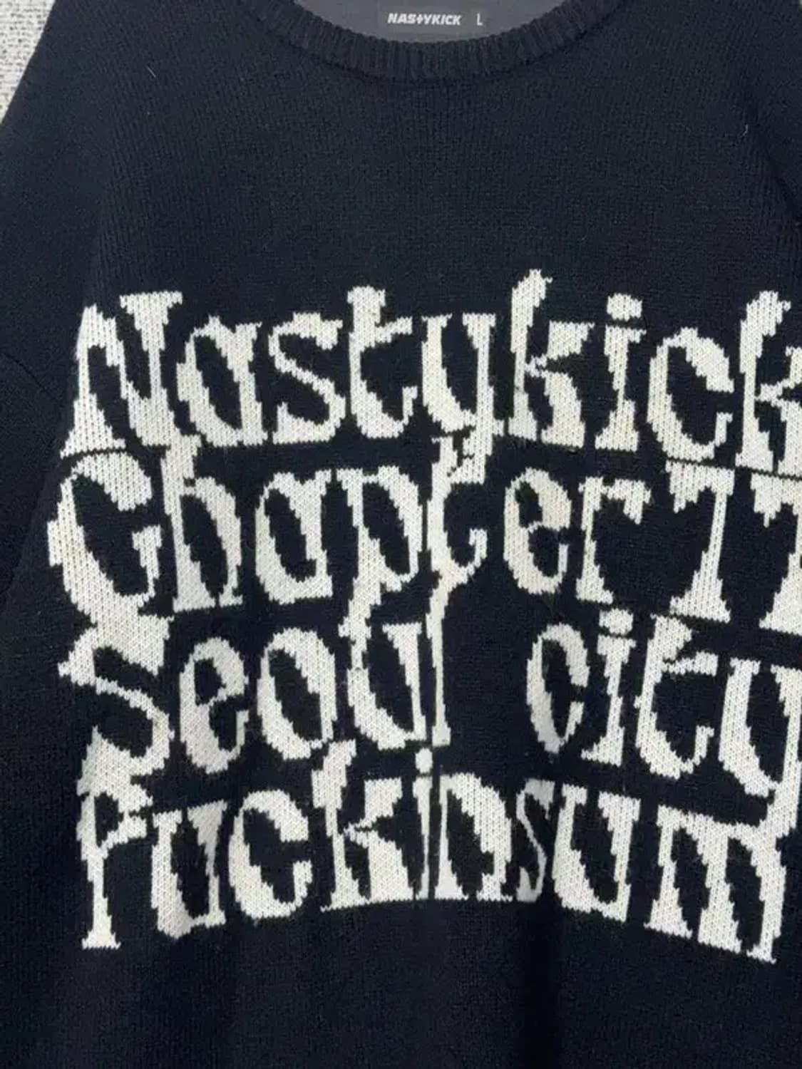 내스티킥 스펠 프린팅 블랙 니트 L 상품이미지6