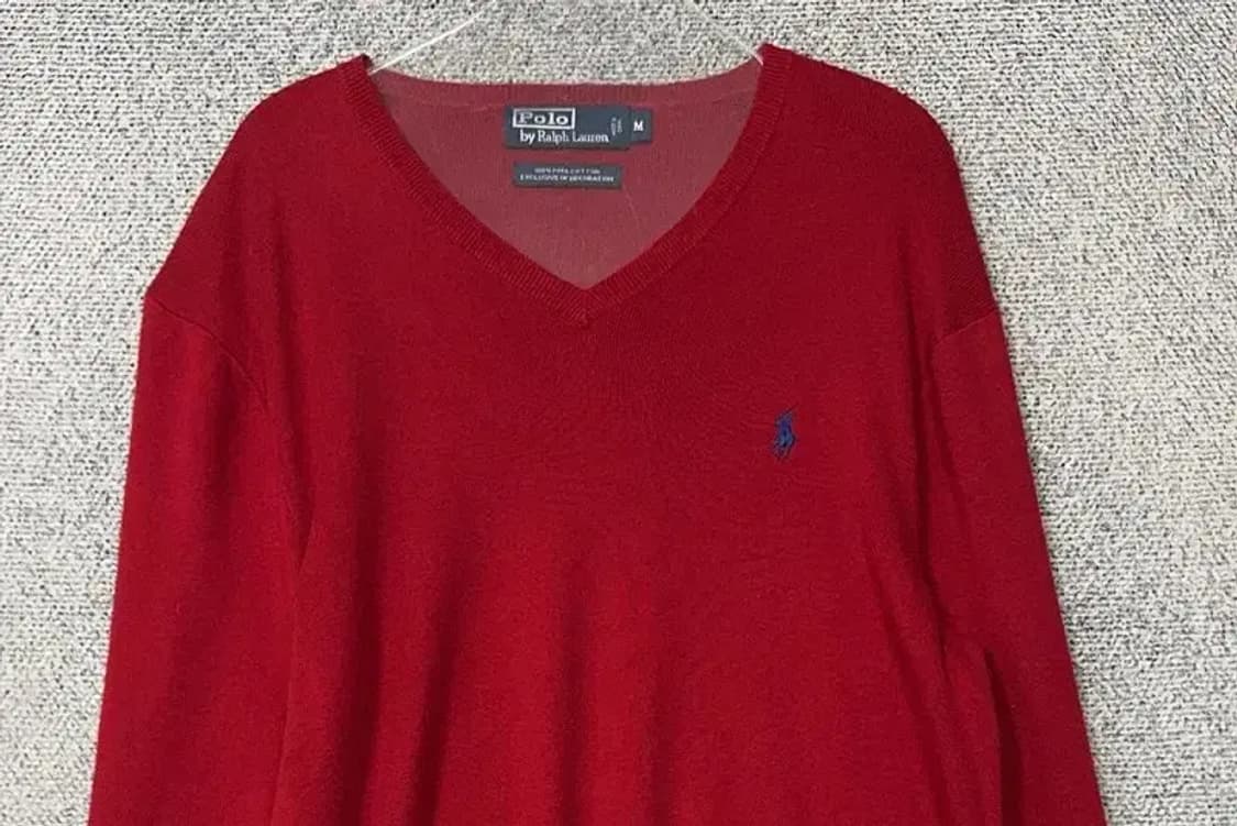 폴로 랄프로렌 피마코튼 레드 니트 M 상품이미지3