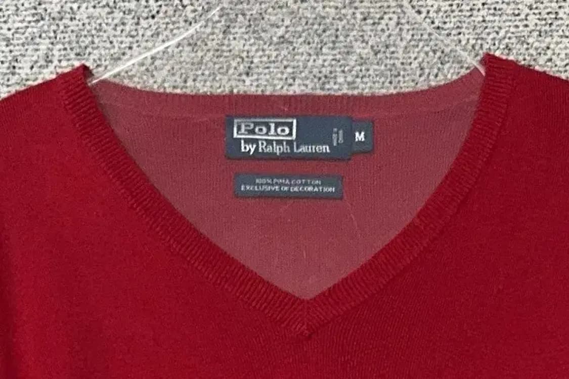 폴로 랄프로렌 피마코튼 레드 니트 M 상품이미지5