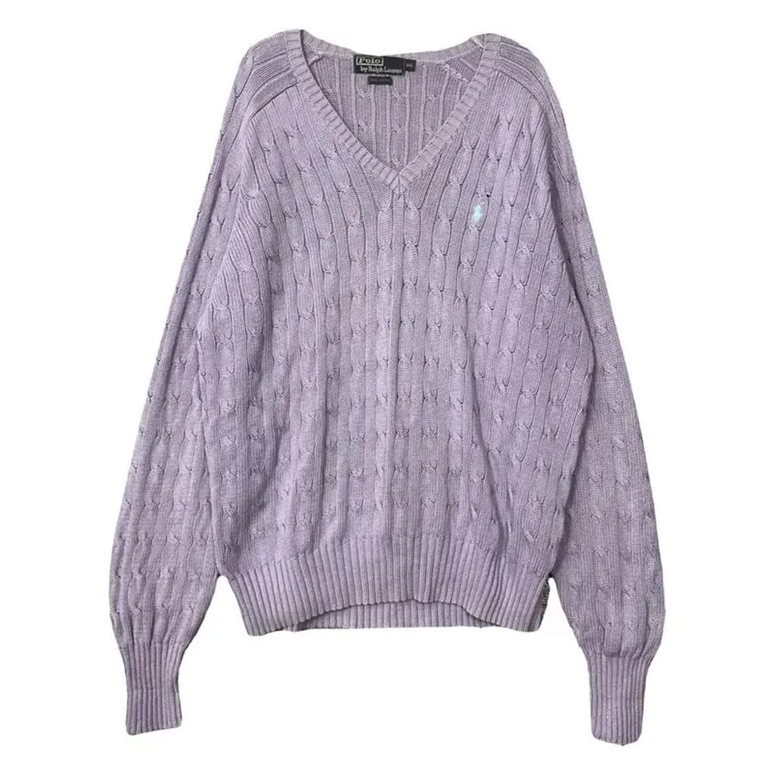 폴로 신한 빈티지 라이트 퍼플 꽈배기 니트 105 상품이미지1