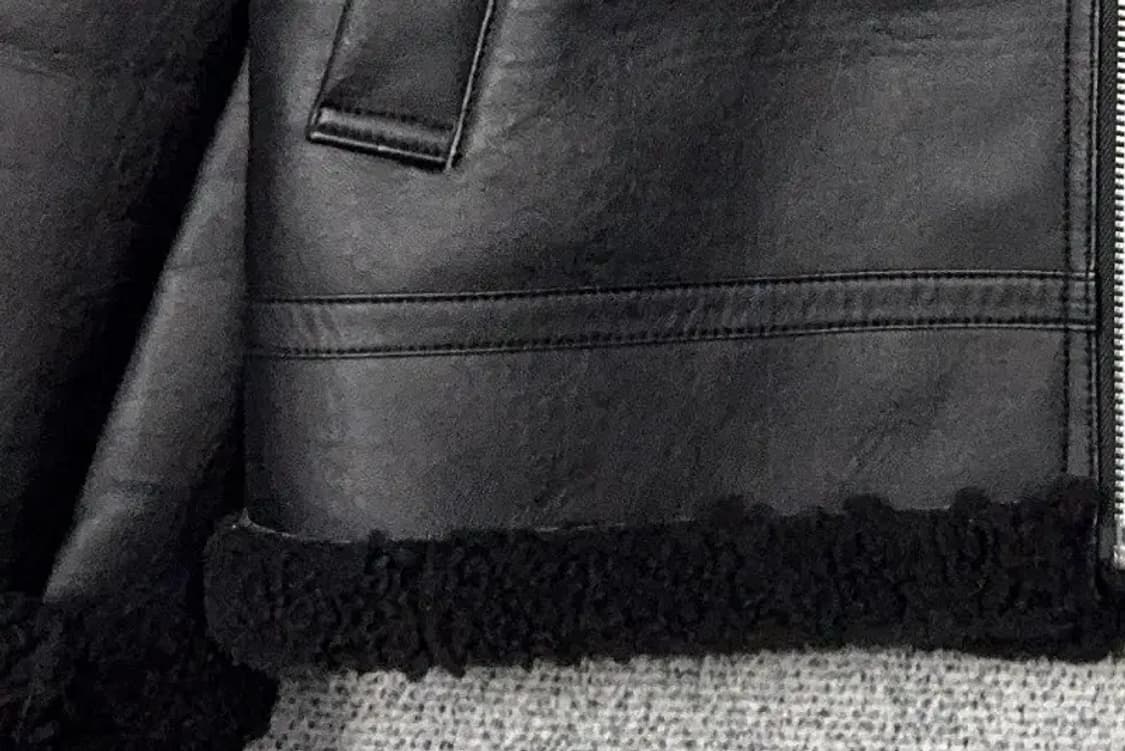 블랙 레자 무스탕 자켓 S 상품이미지6