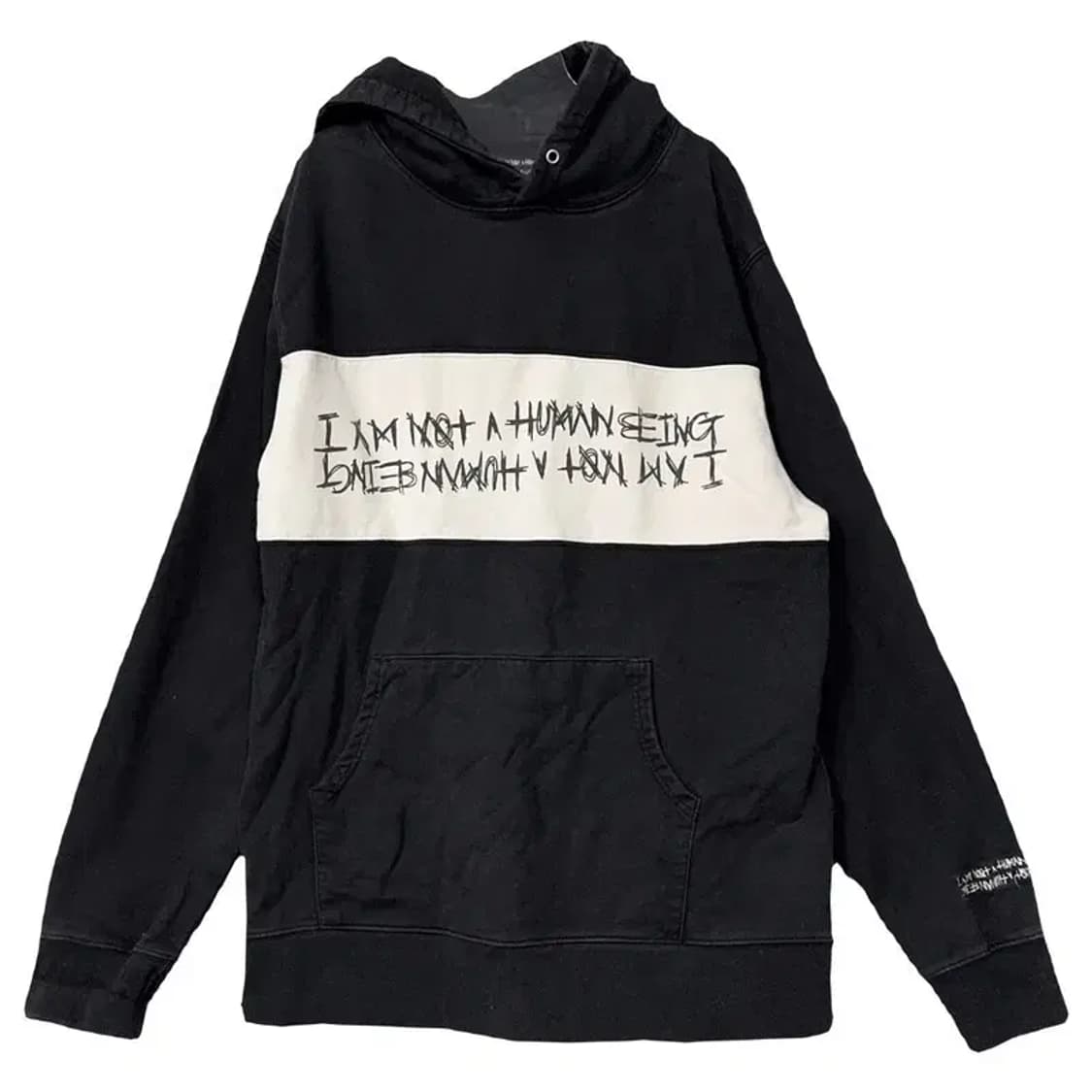 아임낫어휴먼비잉 프린팅 블랙 후드티 X-LARGE 상품이미지1