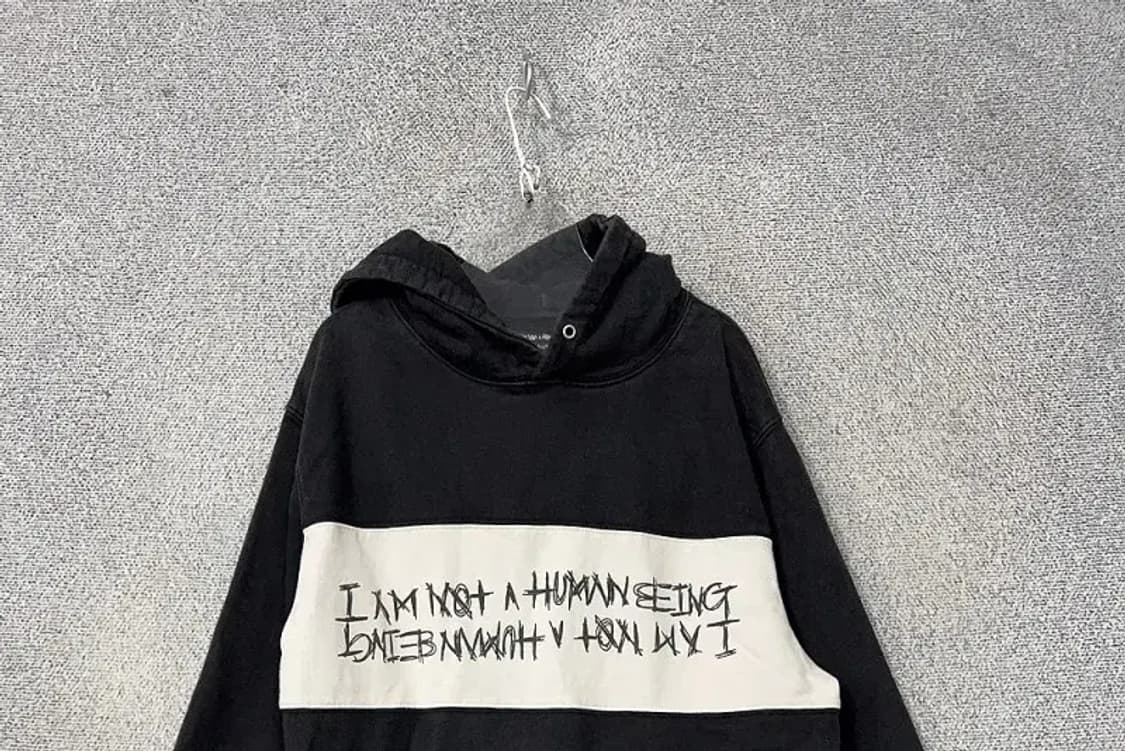 아임낫어휴먼비잉 프린팅 블랙 후드티 X-LARGE 상품이미지3