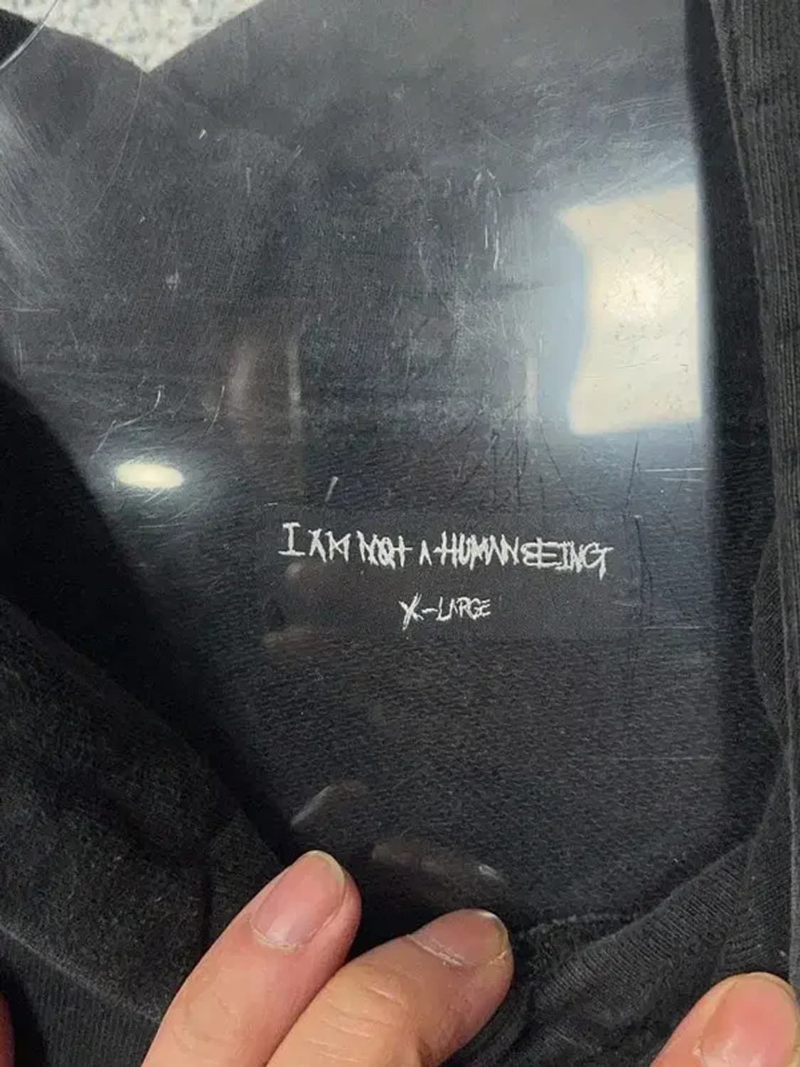 아임낫어휴먼비잉 프린팅 블랙 후드티 X-LARGE 상품이미지9
