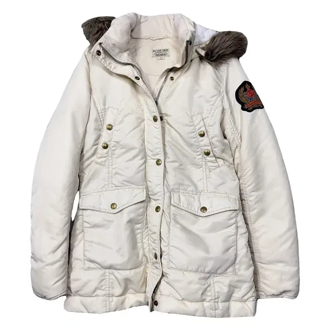 폴로 두산 크림 화이트 완장 금장 로고 N3B 여성 패딩 점퍼 XS 상품이미지1
