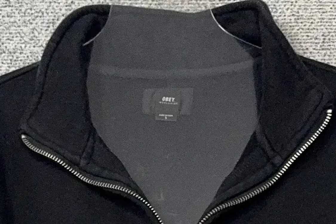 오베이 프린팅 블랙 반집업 맨투맨 S 상품이미지5