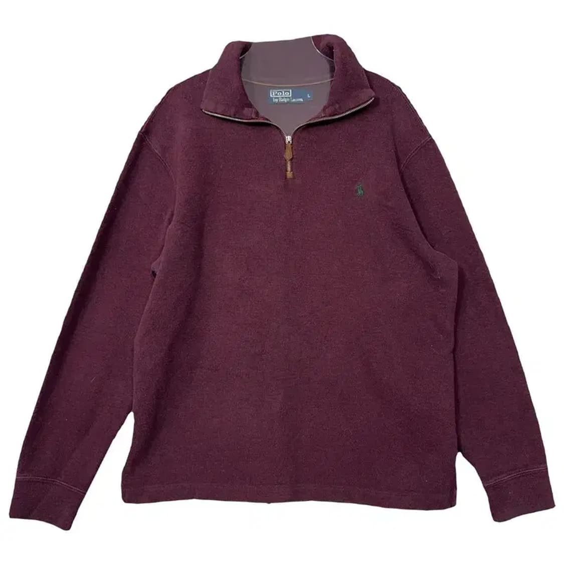 폴로 두산 버건디 반집업 코튼 니트 L 상품이미지1